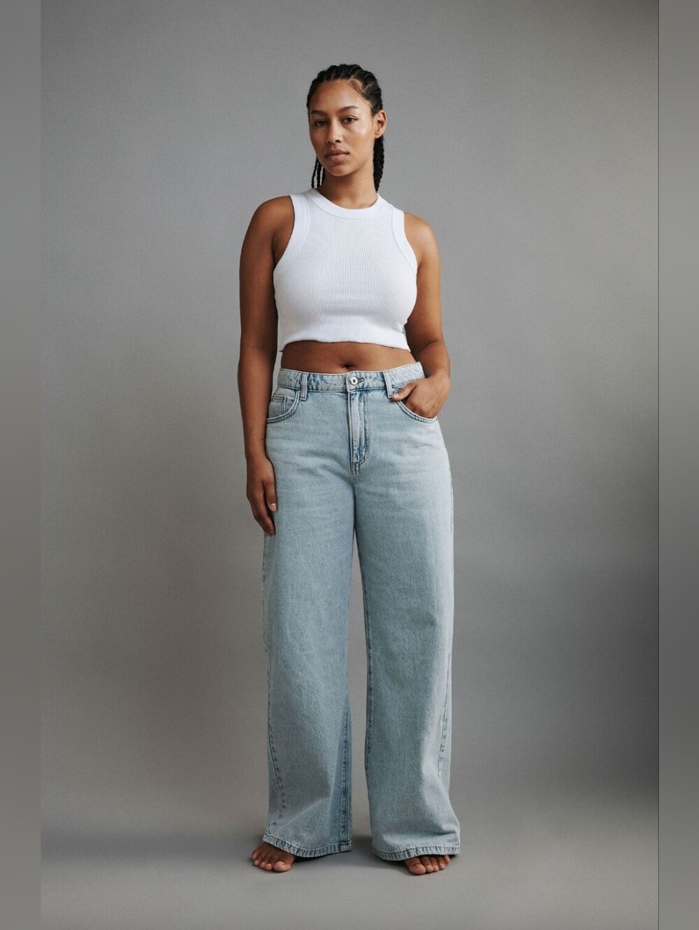 Cotton On Relaxed Wide Leg Jeans Light Wash Size 12